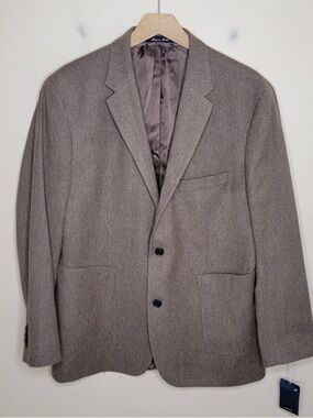 NWT Lands' End | Tailored Fit Brown Two Button Wool Blazer Size 42 Short